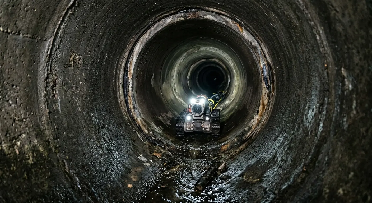 Robotic sewer camera inspecting pipe interior for Sewer Line Cleaning in Downingtown